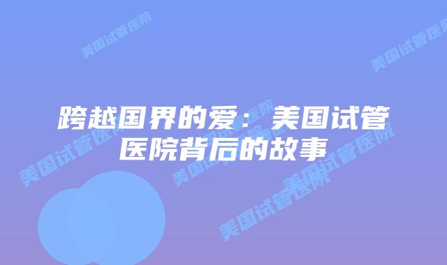 跨越国界的爱：美国试管医院背后的故事插图