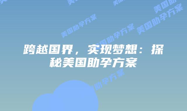 跨越国界，实现梦想：探秘美国助孕方案插图
