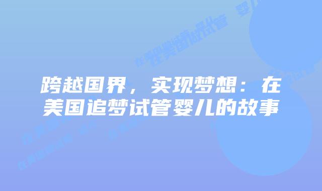 跨越国界，实现梦想：在美国追梦试管婴儿的故事插图