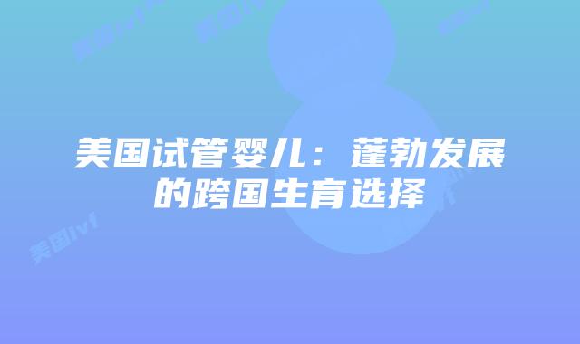 美国试管婴儿：蓬勃发展的跨国生育选择插图