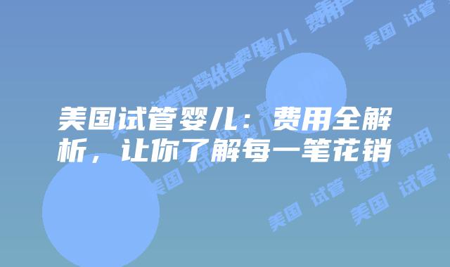 美国试管婴儿：费用全解析，让你了解每一笔花销插图