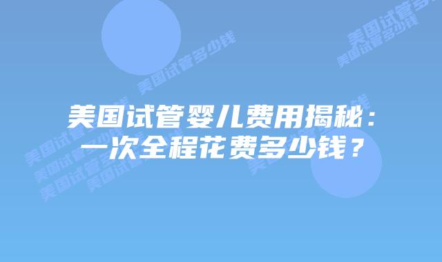 美国试管婴儿费用揭秘：一次全程花费多少钱？插图