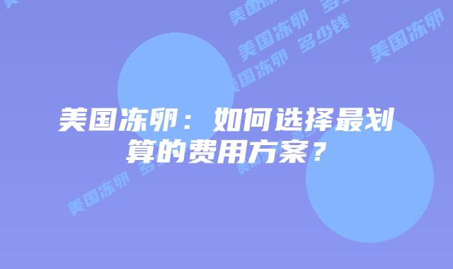 美国冻卵：如何选择最划算的费用方案？插图