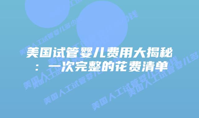 美国试管婴儿费用大揭秘：一次完整的花费清单插图
