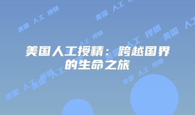 美国人工授精:跨越国界的生命之旅插图 美国人工授精:跨越国界的生命之旅插图