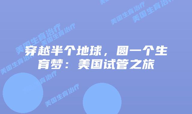 穿越半个地球，圆一个生育梦：美国试管之旅插图