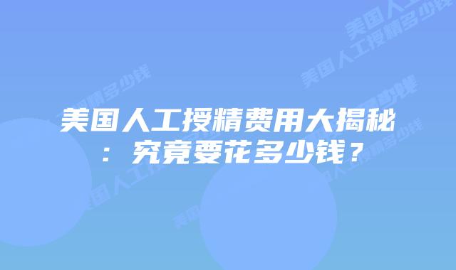美国人工授精费用大揭秘:究竟要花多少钱?插图 美国人工授精费用大揭秘:究竟要花多少钱?插图