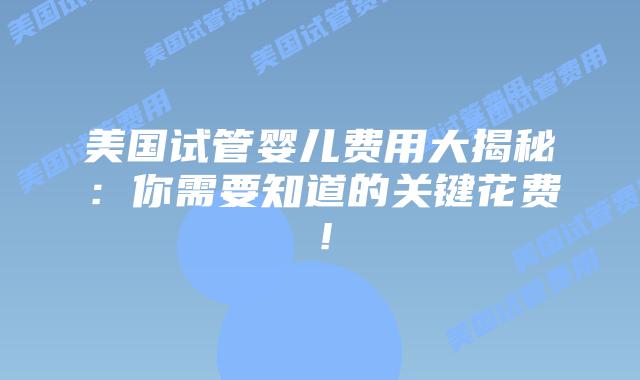 美国试管婴儿费用大揭秘：你需要知道的关键花费！插图
