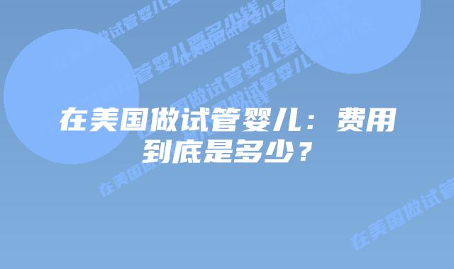 在美国做试管婴儿：费用到底是多少？插图