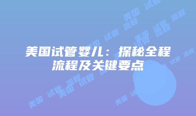 美国试管婴儿：探秘全程流程及关键要点插图