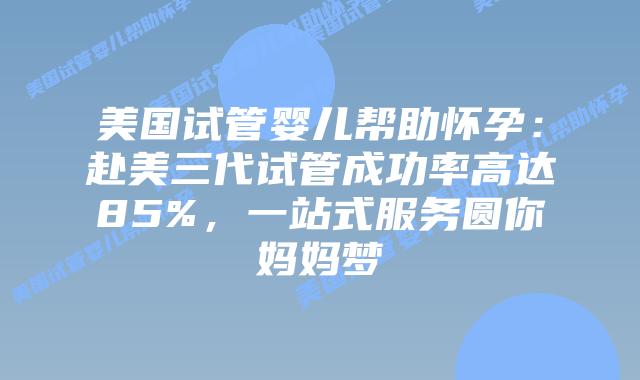 美国试管婴儿帮助怀孕：赴美三代试管成功率高达85%，一站式服务圆你妈妈梦插图