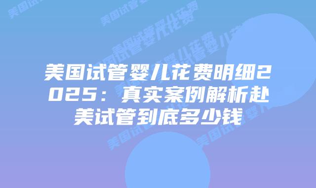 美国试管婴儿花费明细2025:真实案例解析赴美试管到底多少钱插图 美国试管婴儿花费明细2025:真实案例解析赴美试管到底多少钱插图