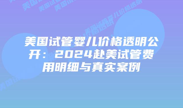 美国试管婴儿价格透明公开：2024赴美试管费用明细与真实案例插图