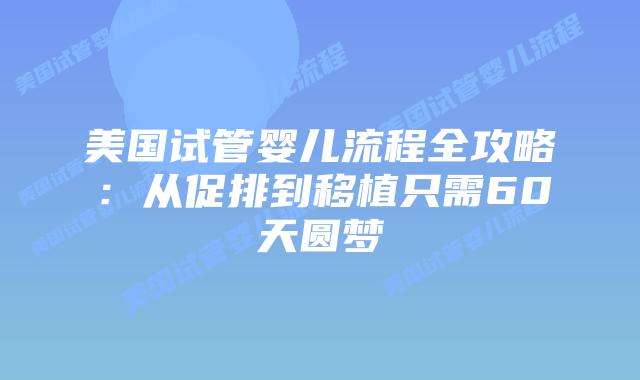 美国试管婴儿流程全攻略：从促排到移植只需60天圆梦插图