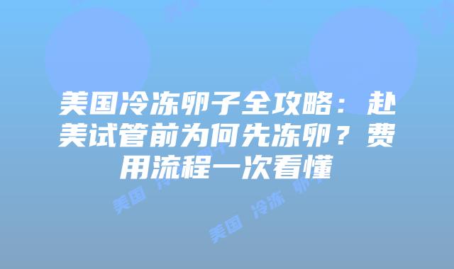 美国冷冻卵子全攻略：赴美试管前为何先冻卵？费用流程一次看懂插图