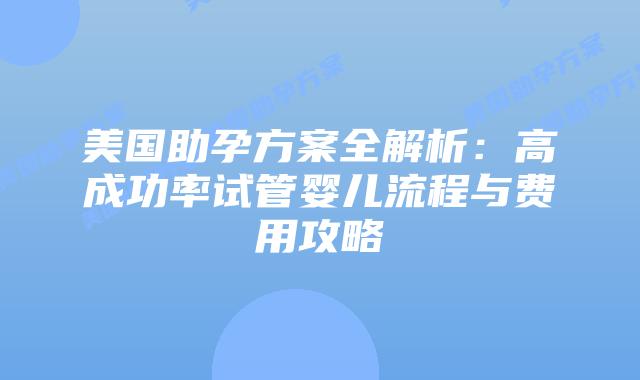 美国助孕方案全解析：高成功率试管婴儿流程与费用攻略插图
