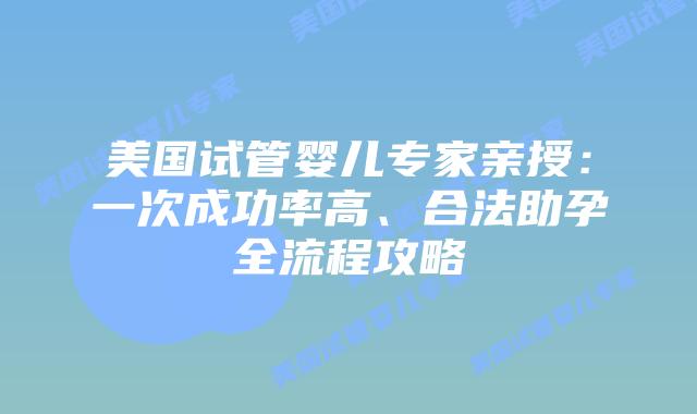 美国试管婴儿专家亲授：一次成功率高、合法助孕全流程攻略插图