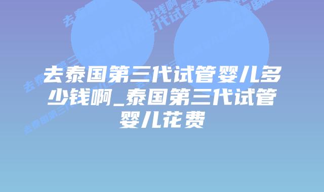 去泰国第三代试管婴儿多少钱啊_泰国第三代试管婴儿花费插图