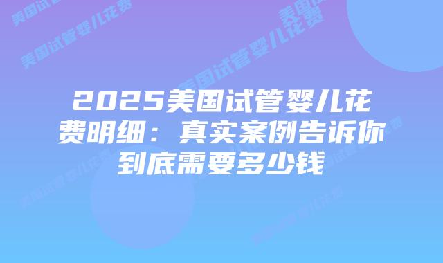 2025美国试管婴儿花费明细：真实案例告诉你到底需要多少钱插图