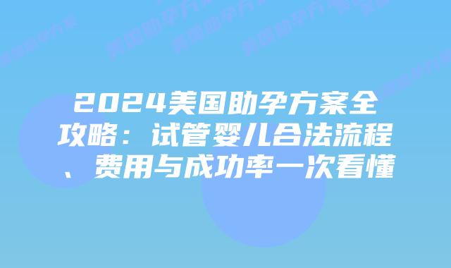 2024美国助孕方案全攻略：试管婴儿合法流程、费用与成功率一次看懂插图