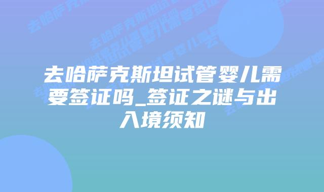 去哈萨克斯坦试管婴儿需要签证吗_签证之谜与出入境须知插图