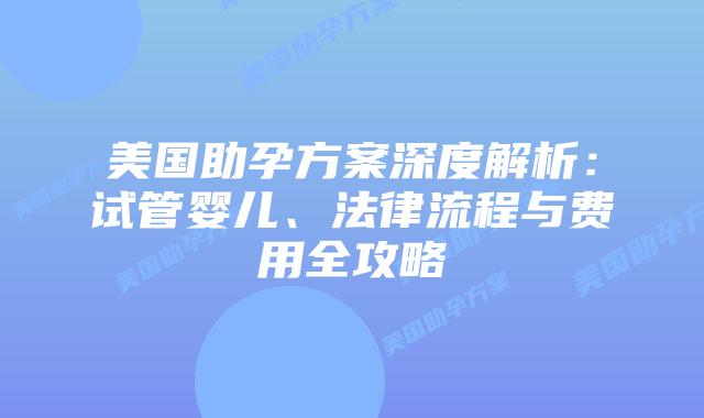 美国助孕方案深度解析：试管婴儿、法律流程与费用全攻略插图