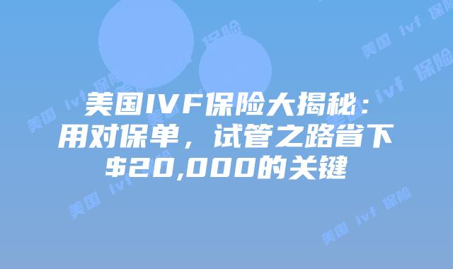 美国IVF保险大揭秘:用对保单,试管之路省下$20,000的关键插图 美国IVF保险大揭秘:用对保单,试管之路省下$20,000的关键插图