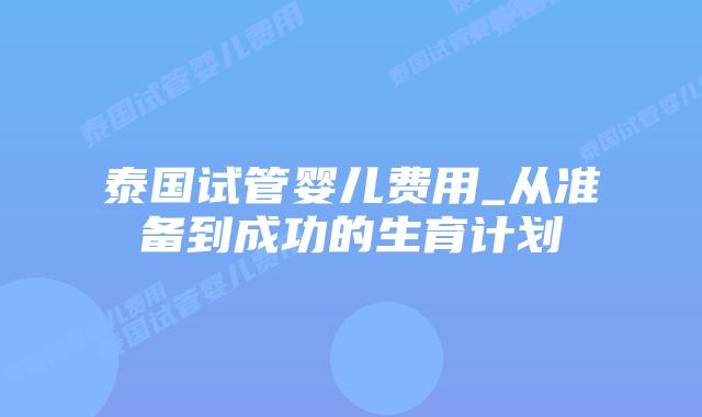 泰国试管婴儿费用_从准备到成功的生育计划插图