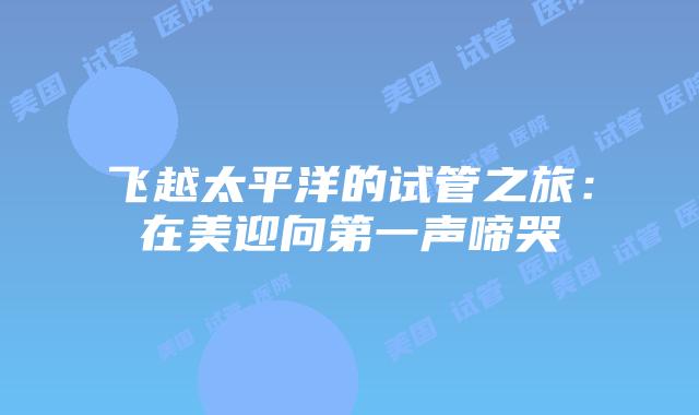 飞越太平洋的试管之旅：在美迎向第一声啼哭插图