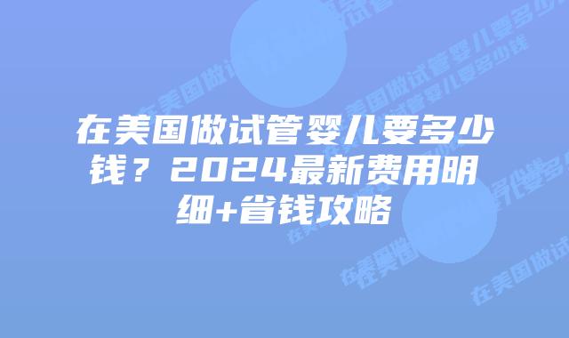 在美国做试管婴儿要多少钱？2024最新费用明细+省钱攻略插图
