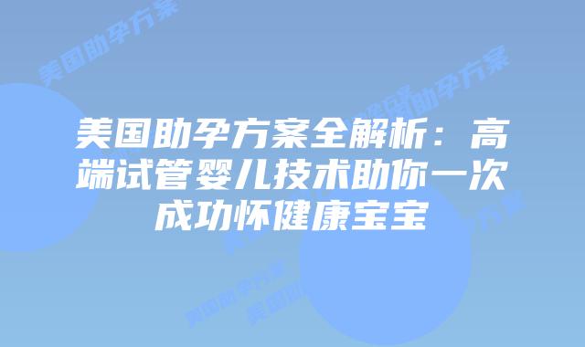 美国助孕方案全解析：高端试管婴儿技术助你一次成功怀健康宝宝插图