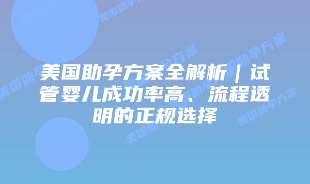 美国助孕方案全解析｜试管婴儿成功率高、流程透明的正规选择插图