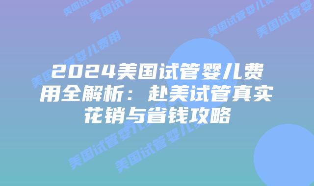 2024美国试管婴儿费用全解析：赴美试管真实花销与省钱攻略插图