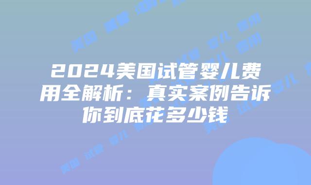 2024美国试管婴儿费用全解析：真实案例告诉你到底花多少钱插图
