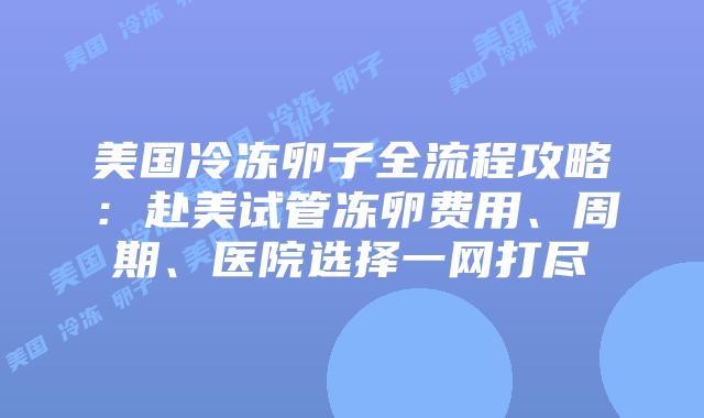 美国冷冻卵子全流程攻略：赴美试管冻卵费用、周期、医院选择一网打尽插图