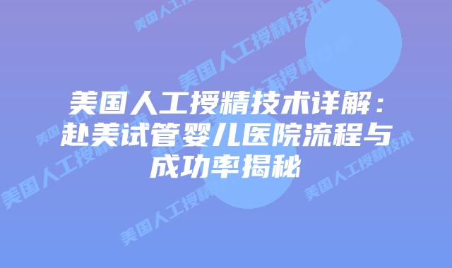 美国人工授精技术详解：赴美试管婴儿医院流程与成功率揭秘插图