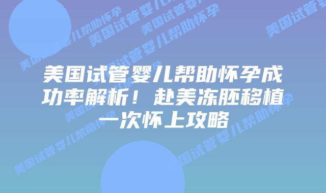 美国试管婴儿帮助怀孕成功率解析！赴美冻胚移植一次怀上攻略插图