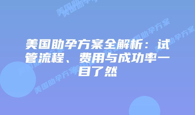 美国助孕方案全解析：试管流程、费用与成功率一目了然插图
